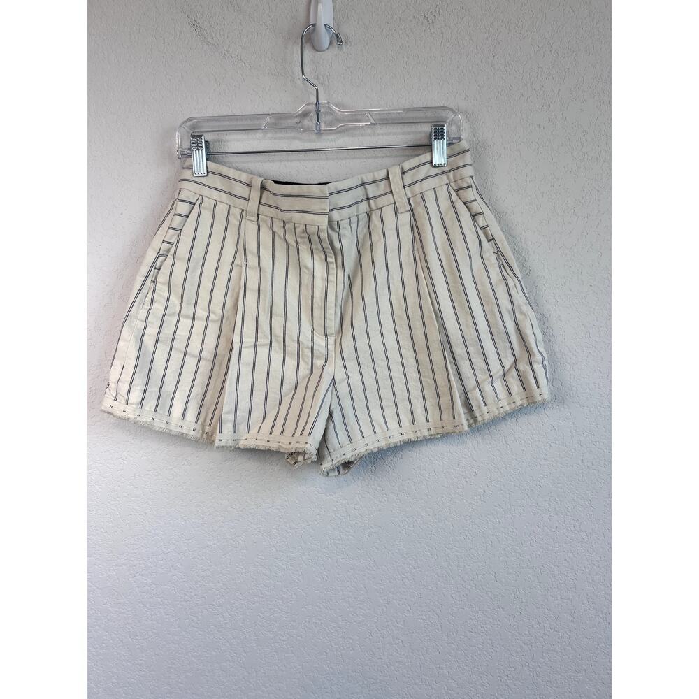 Rag & Bone Pleated Pinstriped High-Waisted Mille Shorts